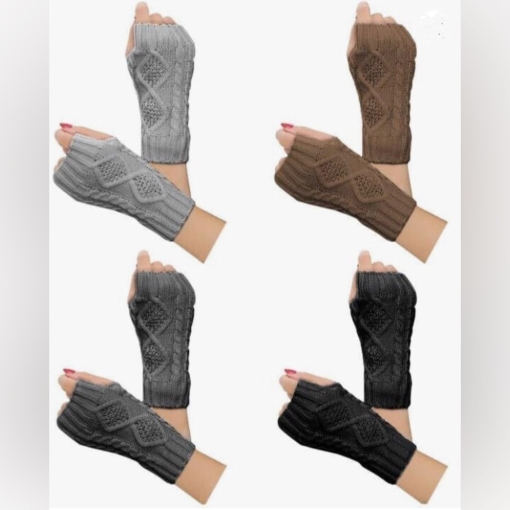 Warm, Soft, Cable Knit Fingerless Gloves, Choice of Color